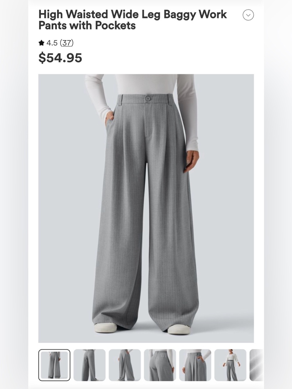 HALARA Wide-Leg High-Waist Trousers in Gray